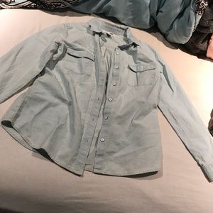 Faux denim button up